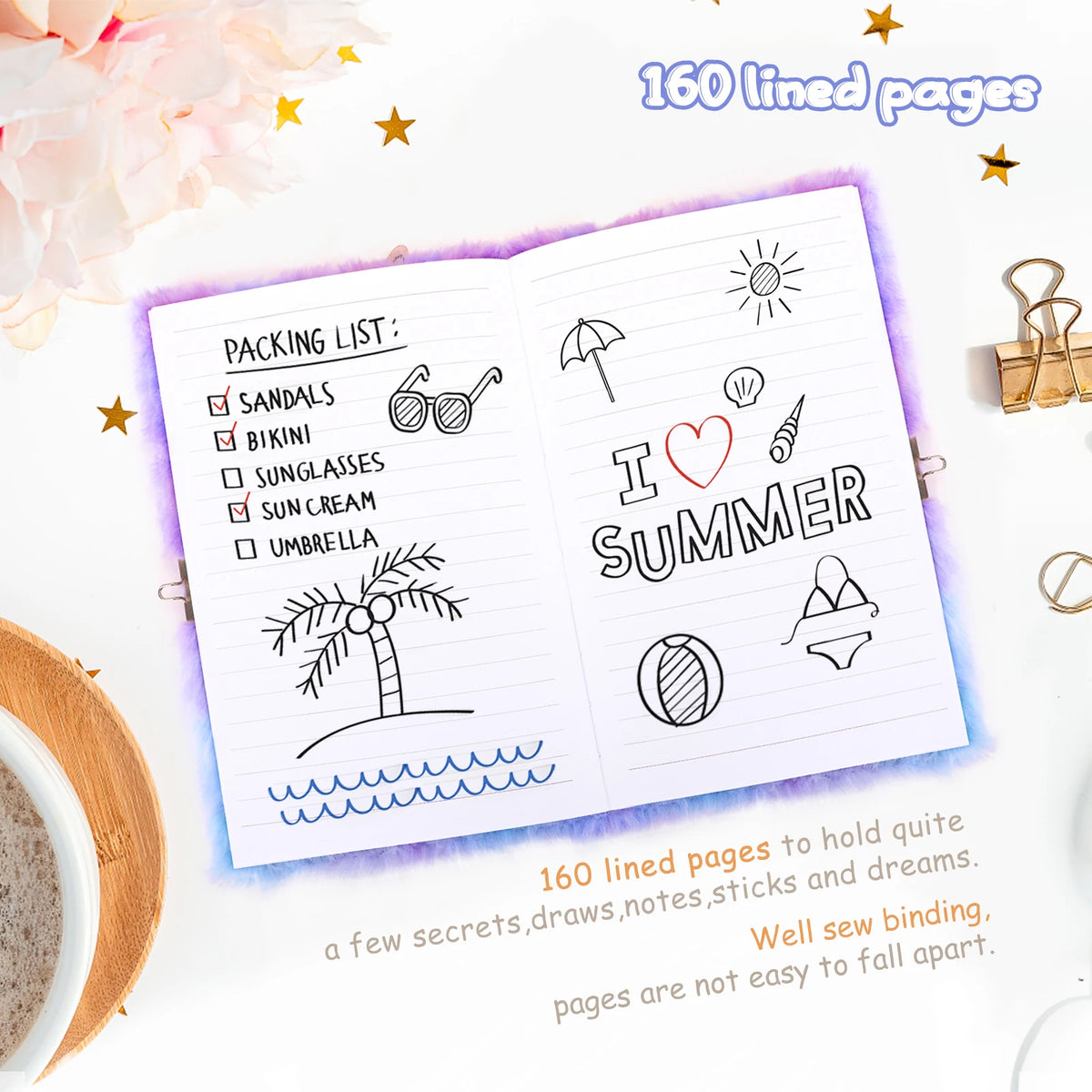 Plush Unicorn Diary With Lock