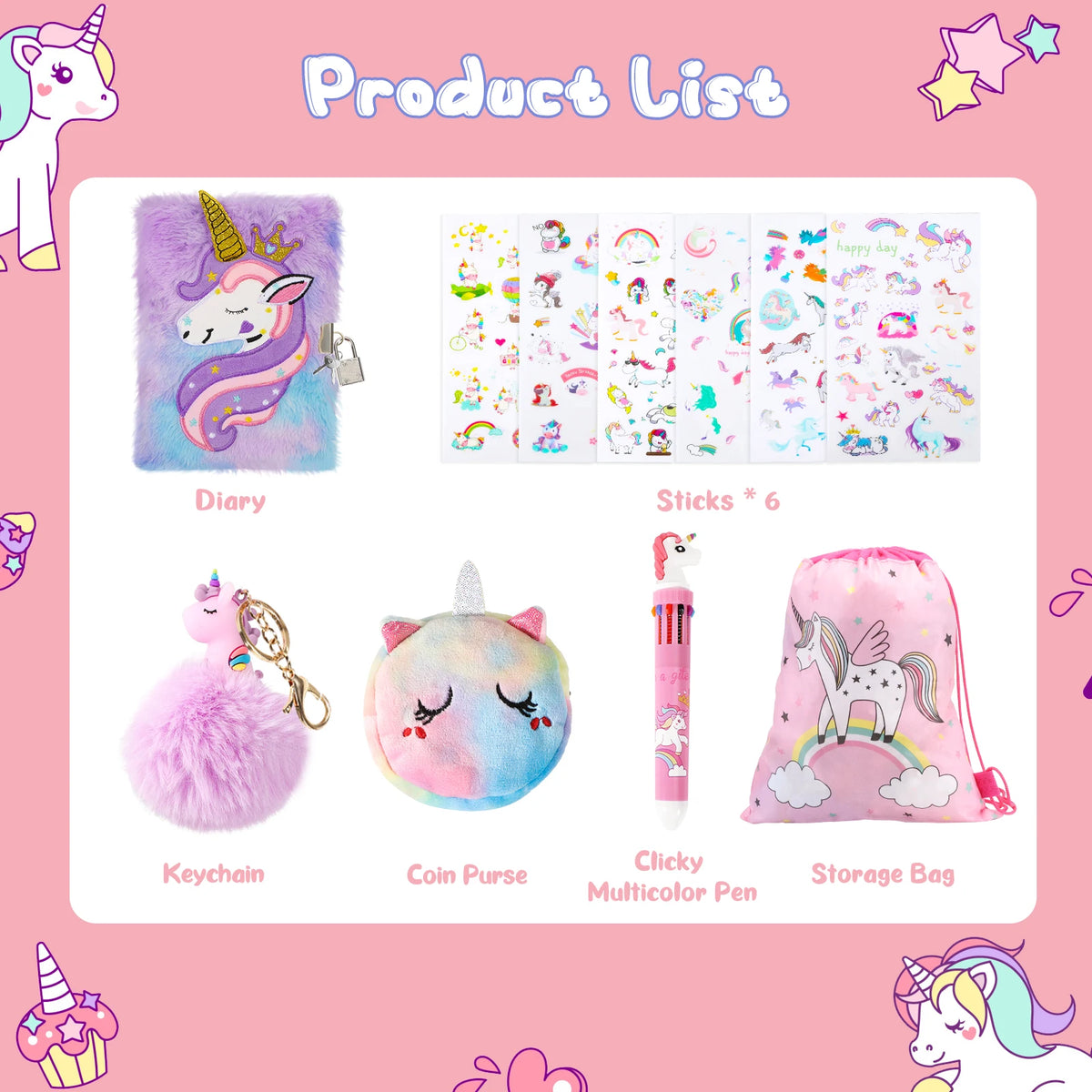 Plush Unicorn Diary With Lock