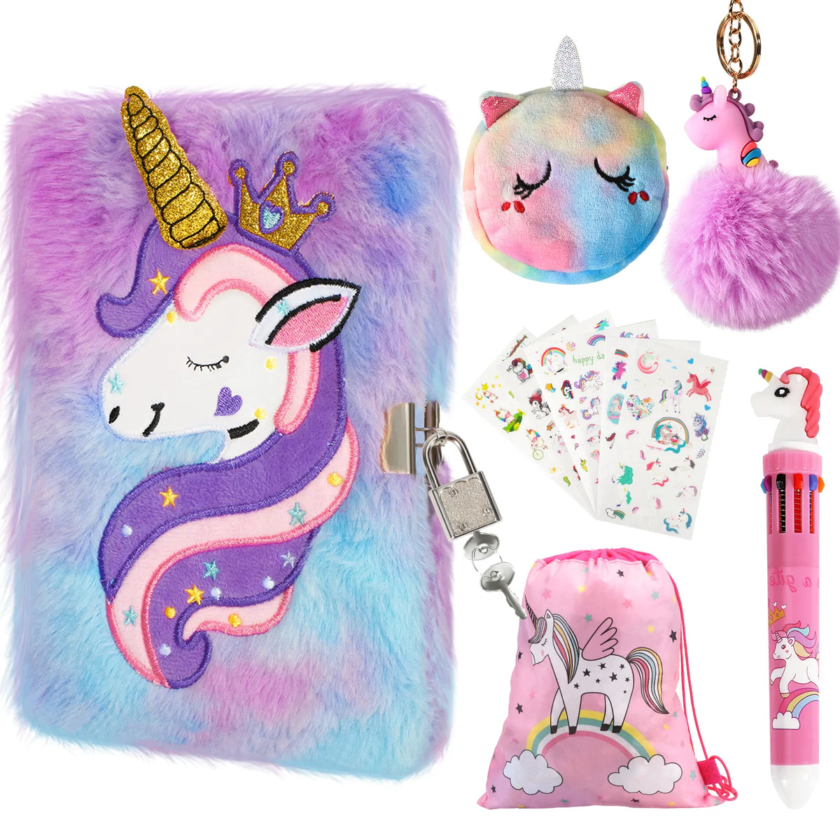 Plush Unicorn Diary With Lock